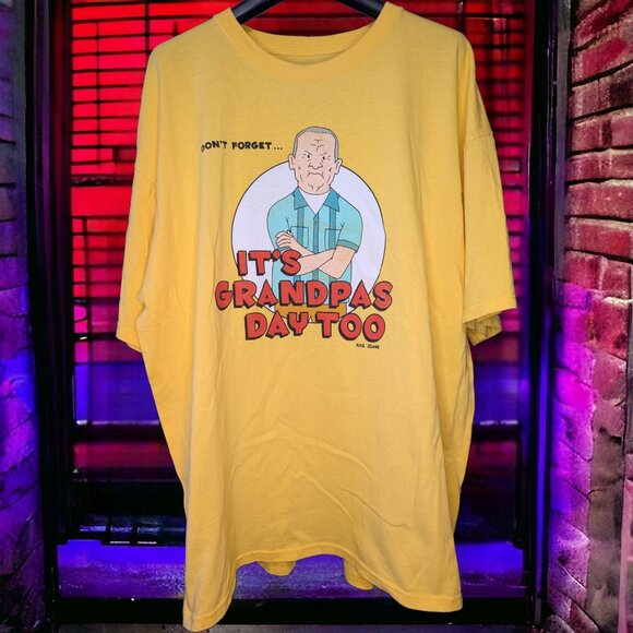 King of the Hill Cotton Hill Shirt XXL Grandpa’s Day Too Yellow Mike Judge - Picture 1 of 4